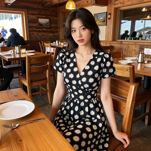 Pear-Shaped Woman in Cozy Ski Chalet