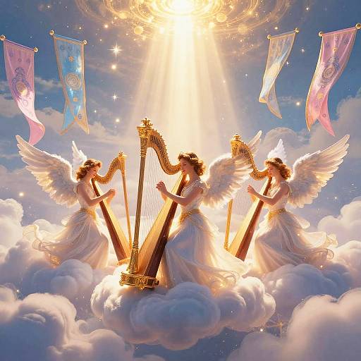 Heavenly Celebration with Glowing Angels