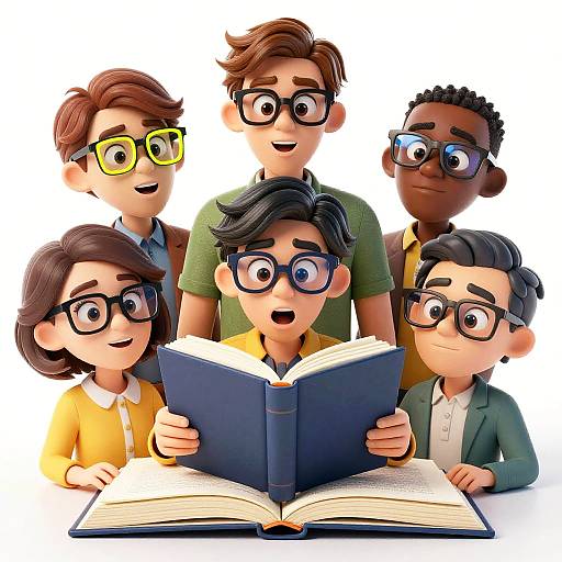 Comic Scene with Silly Reading Glasses