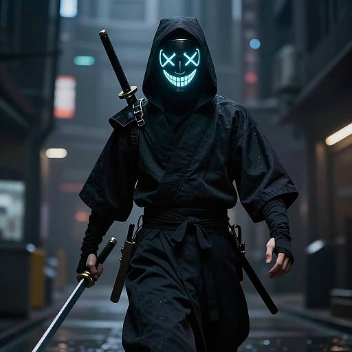 Ninja Assassin in Dark Cyberpunk Setting