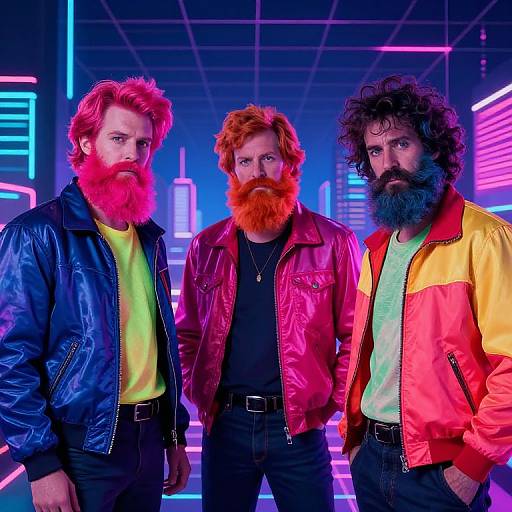 80s Neon Bearded Characters