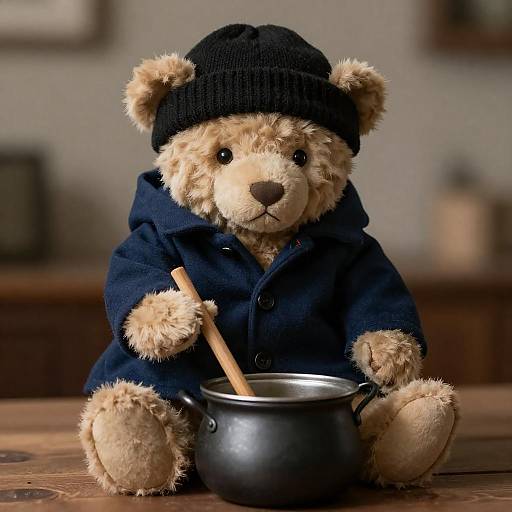 Teddy Bear Stirring Pot in Coat