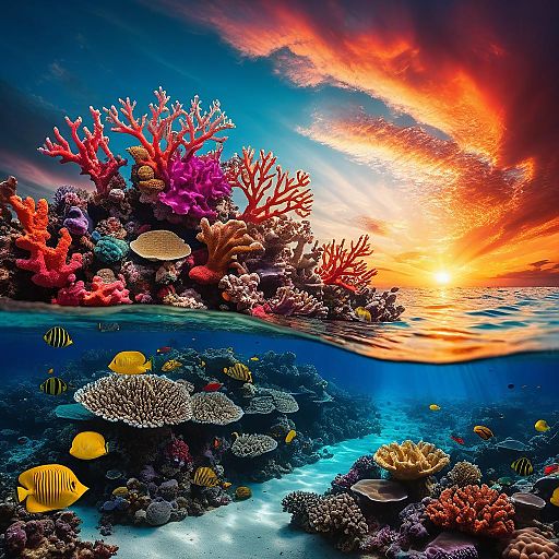 Majestic Coral Reef at Sunset Skyline