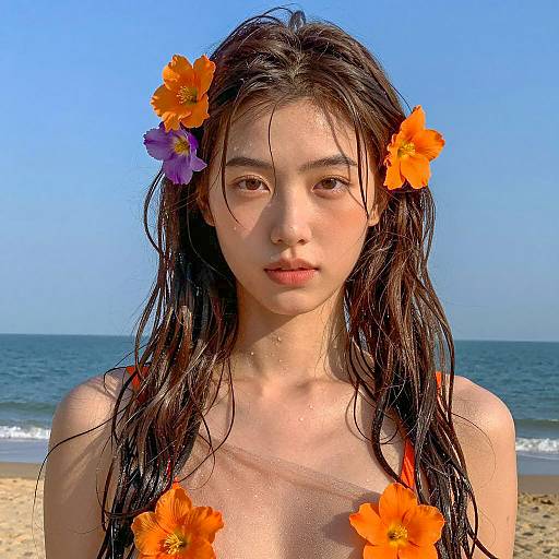Beach Beauty with Floral Headband