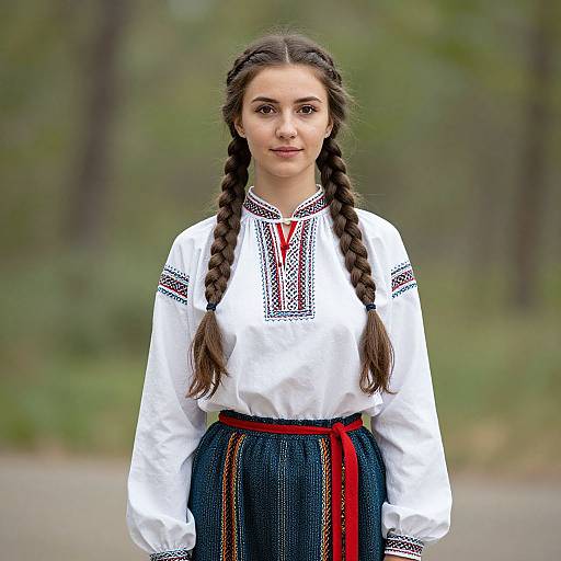 Traditional Romanian Folk Portrait