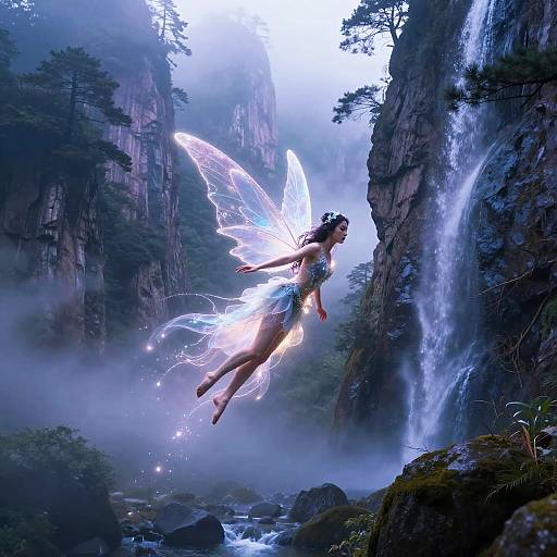 Majestic Misty Mountain Fairy Flight