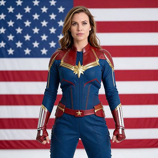 Woman in Captain Marvel Costume