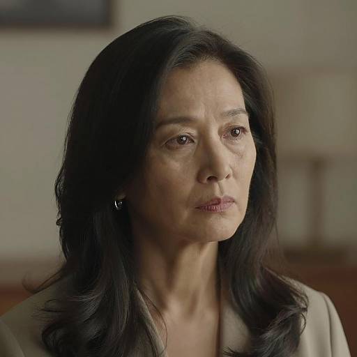 Serious Middle-Aged Woman with Dark Hair