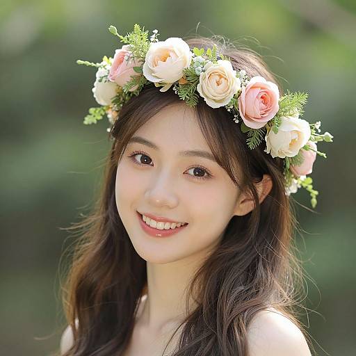 Radiant Young Woman with Floral Crown