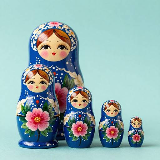 Vibrant Blue Russian Nesting Dolls