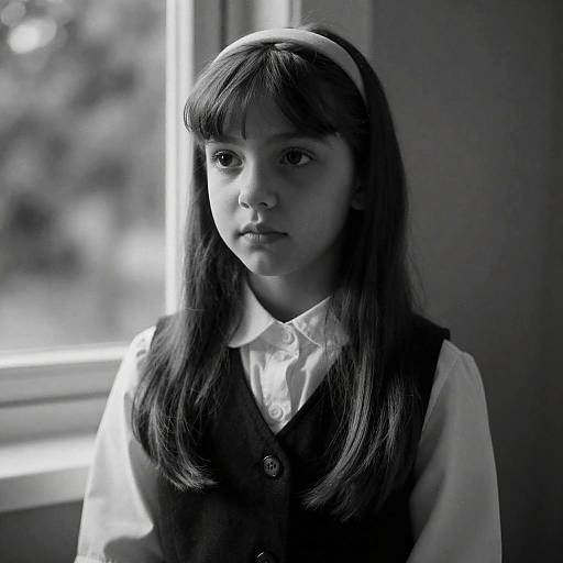 Captivating Black-and-White Portrait of a Girl