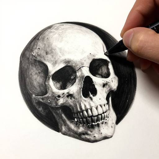 Skull Blended Into Moon Crater