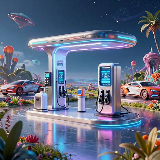 Futuristic Alien Planet Fuel Station