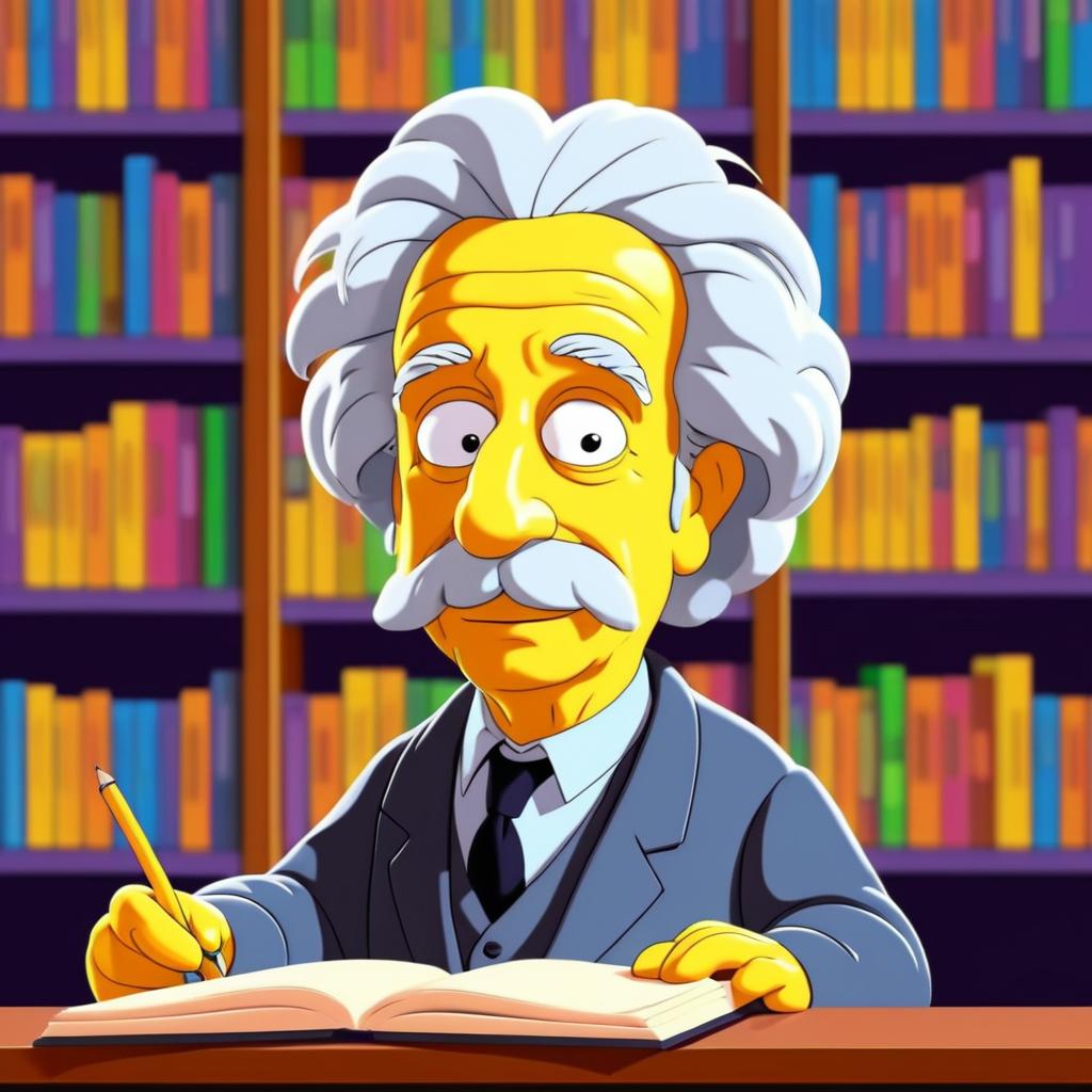 Einstein in The Simpsons Animation Style