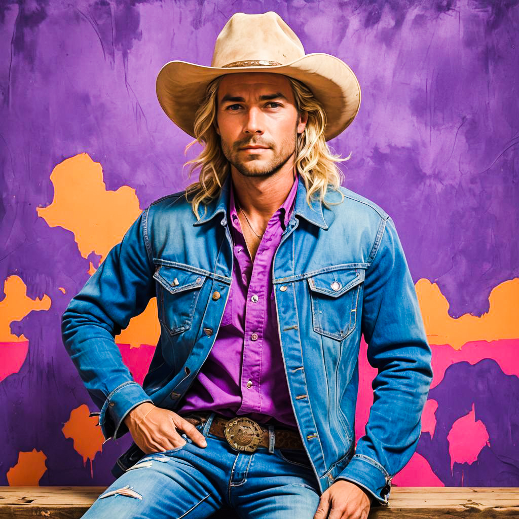 Surreal Cowboy in Vibrant Orchid Purple