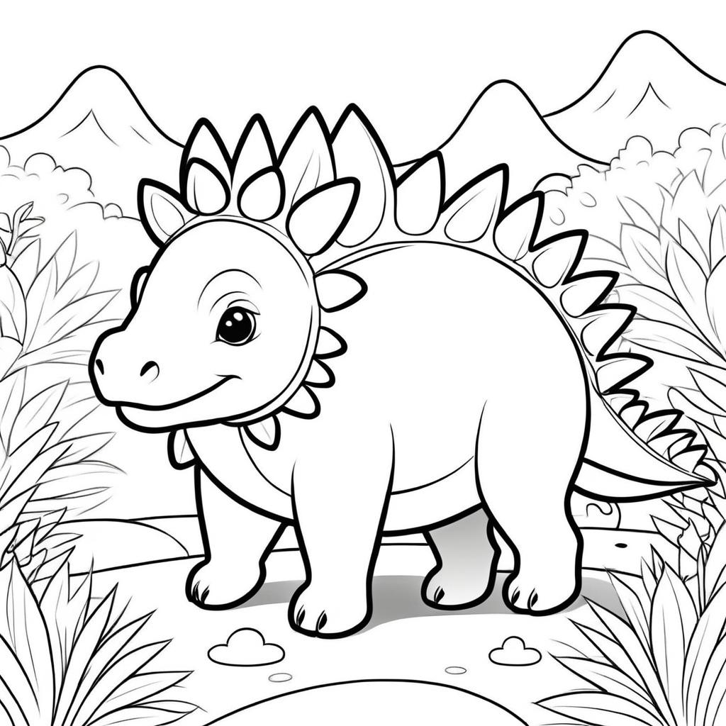 Cute Stegosaurus for Kids' Coloring Book