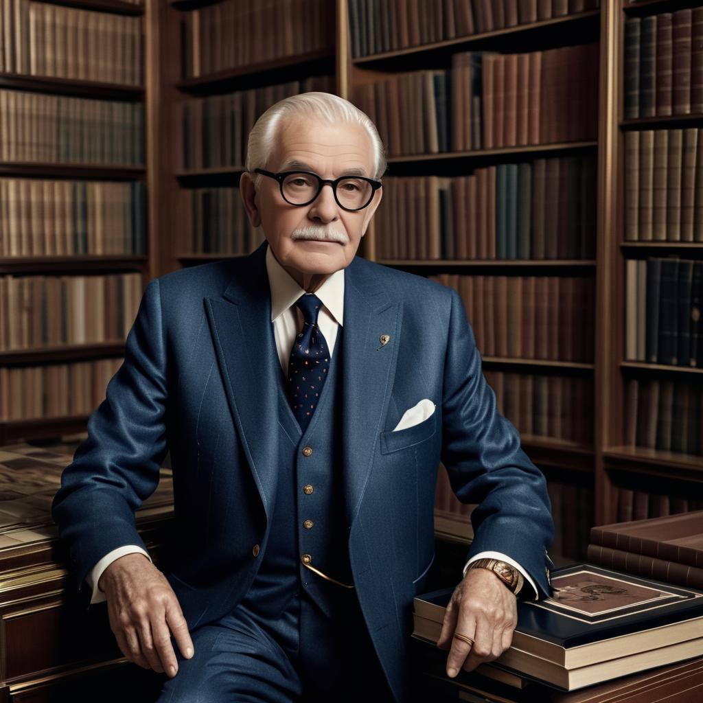 Elegant Elderly Man in Classic Library