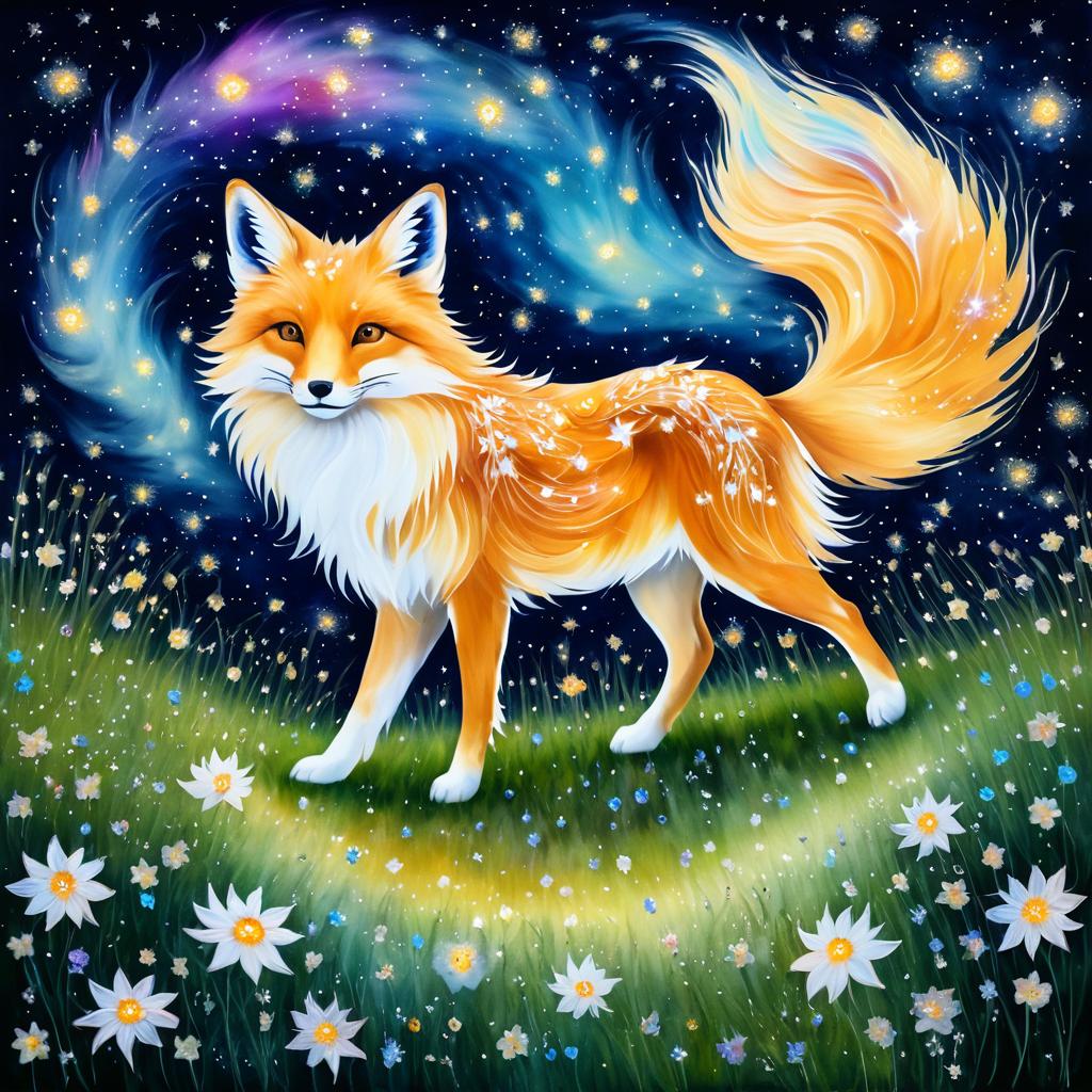 Celestial Fox in a Dreamlike Landscape