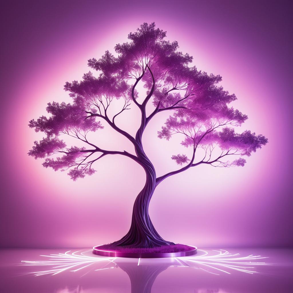 Magenta Tree Light Art on Lavender