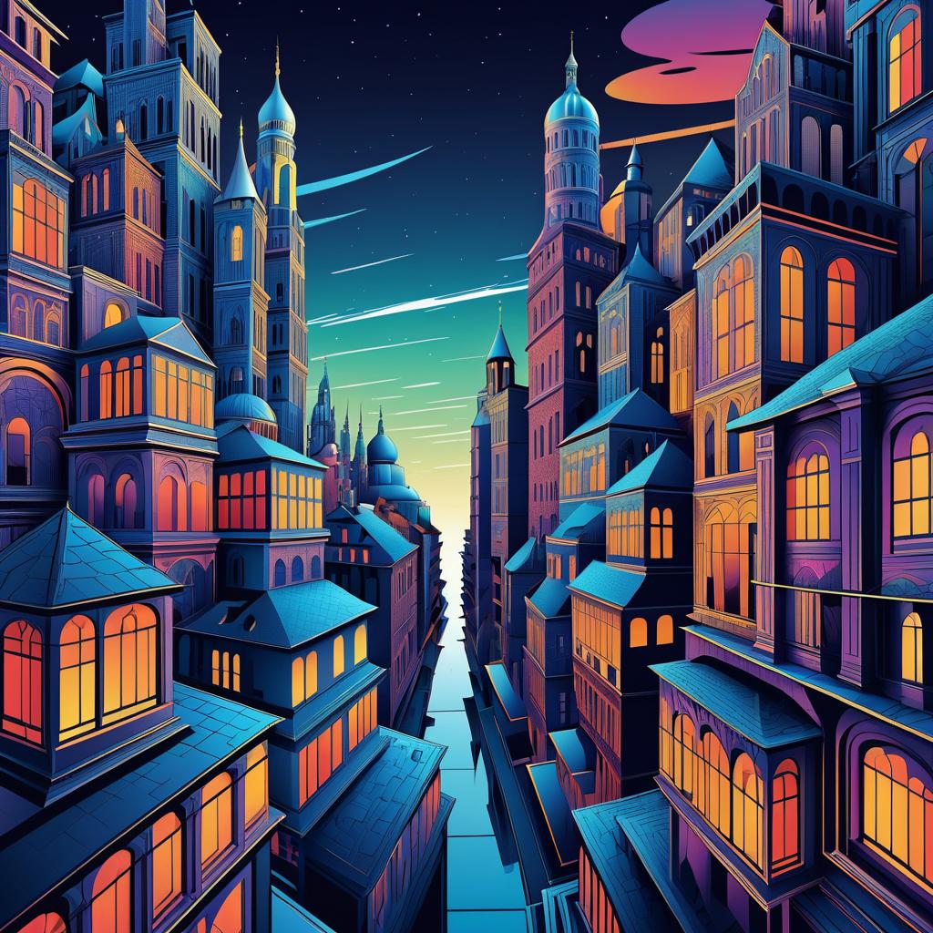 Fantastical Cityscape in Escher Style