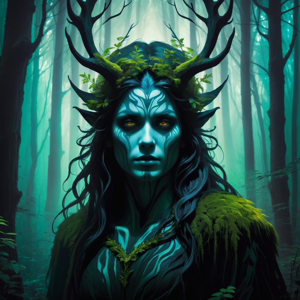 Eerie Forest Spirit Digital Portrait