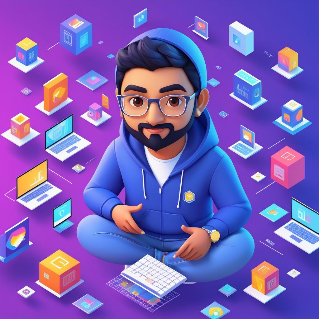 Adorable 3D Isometric South Asian Engineer