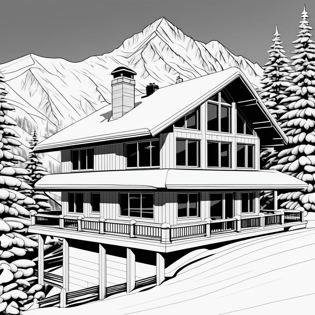 Intricate Skull Chalet Coloring Page