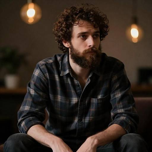 Contemplative Bearded Man in Bokeh