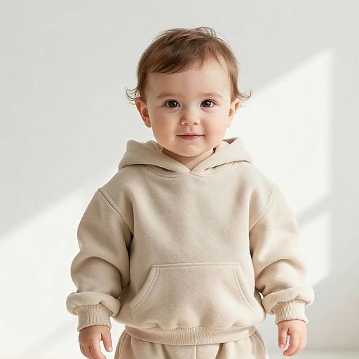 Cozy Baby in Beige Hoodie