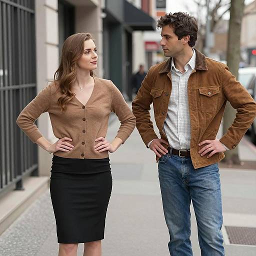 City Sidewalk Encounter: A Subtle Moment