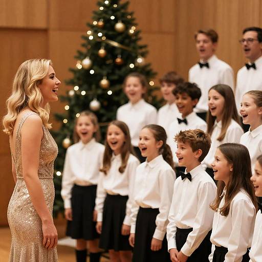 Joyful Christmas Choir Performance Scene