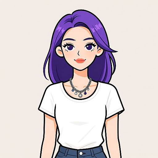 Illustration of Woman with Purple Hair