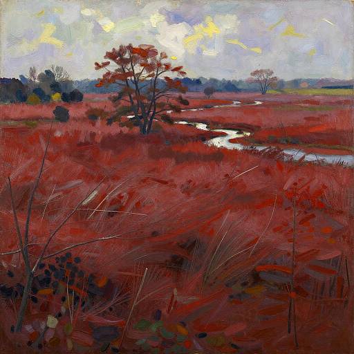 Crimson Autumn Floodplain Landscape