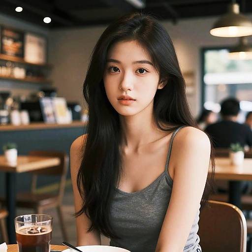 Young Woman in Cafe