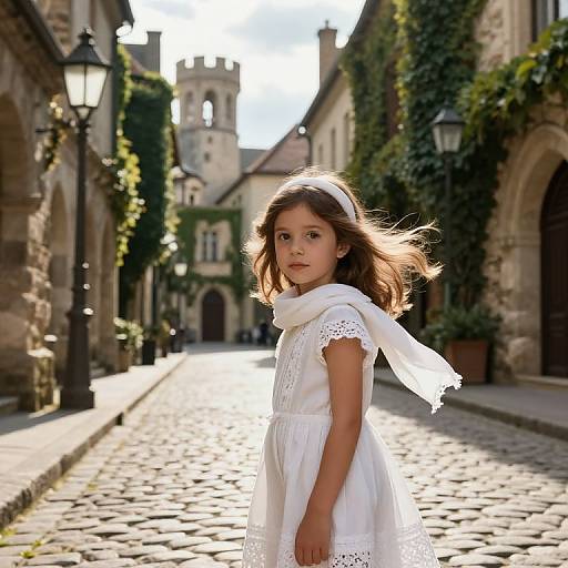 Timeless Girl in Medieval Street