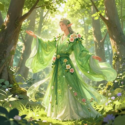 Vibrant Spring Eladrin in Forest
