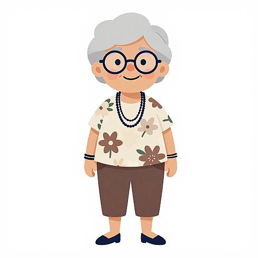 Elderly Woman Cartoon Illustration