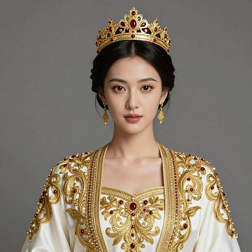 Ornate Gold and White Regal Dress