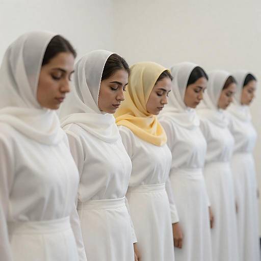Solemn Portrait of Women in White