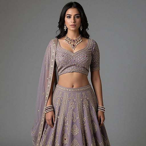 Realistic Dusty Purple Lehenga Portrait