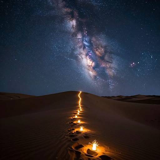 Celestial Footprints Lighting Desert Dunes