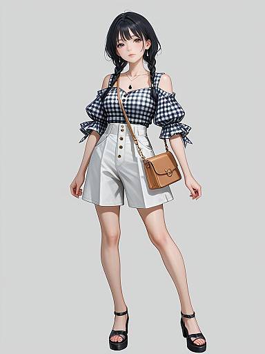 Gingham Crop Top Studio Full-Body Portrait