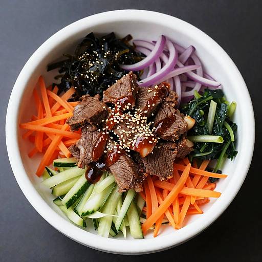 Overhead View of Korean Bibimbap Bowl
