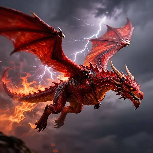 Red Dragon Ranger in Stormy Skies