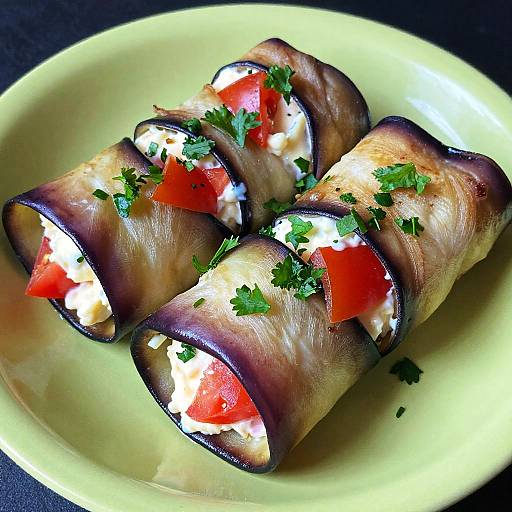 Close-Up Stuffed Eggplant Rolls