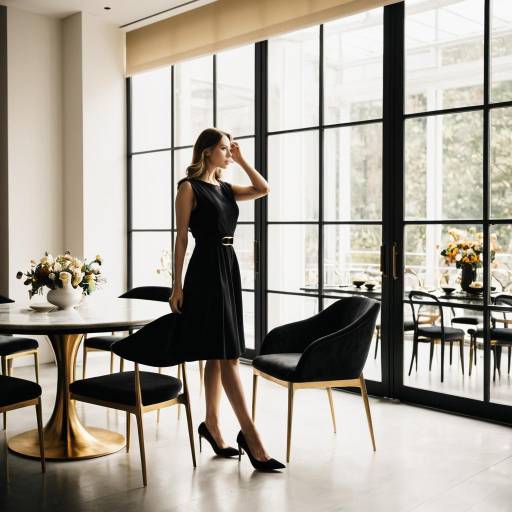Stylish Woman in Elegant Dining Room