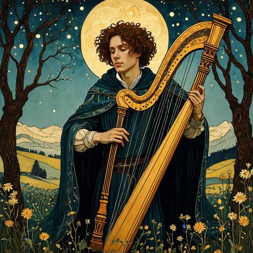 Ethereal Bard with Harp in Twilight Ethereal Bard with Harp in Twilight