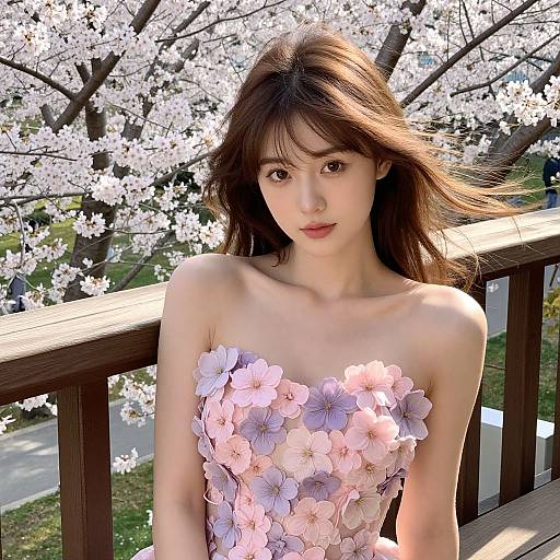 Spring Balcony Portrait with Floral Bustier