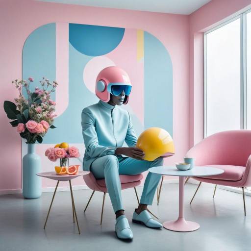 Surreal Minimalist Room with Futuristic Figure