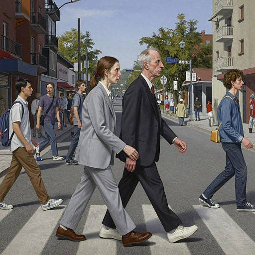 Surreal Old Couple Crossing Street